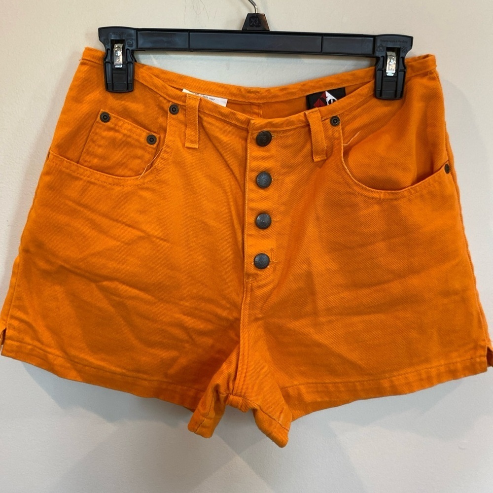 Vintage Y2K Womens No Boundaries Orange Jean Denim Shorts Button Fly 9/10